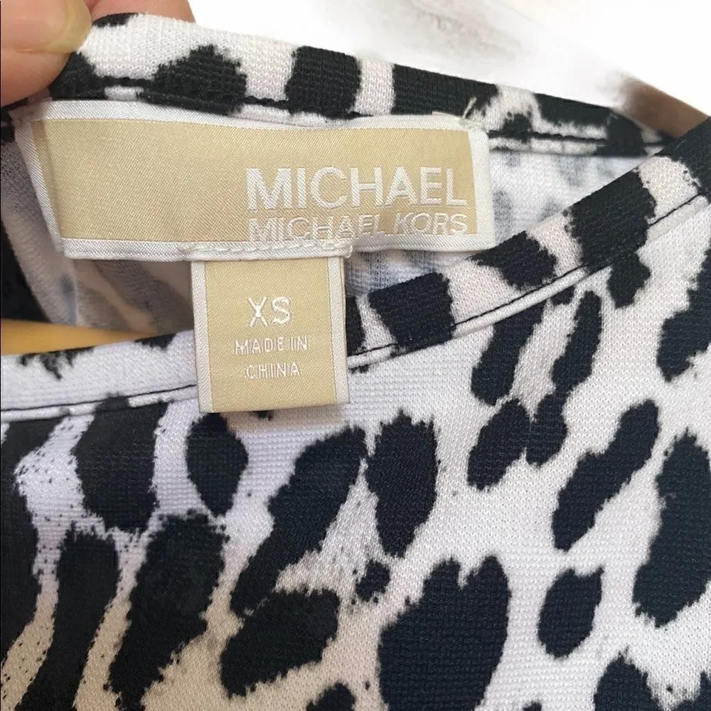 MICHAEL KORS Snow Leopard Print Flounce Dress XS - Picture 3 of 6